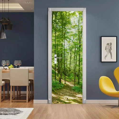 Vista 53 de 3D Pegatina de pared adhesiva para puerta - Poster de película de escaleras antiguas Premium PVC impermeable para pared de dormitorio y sala