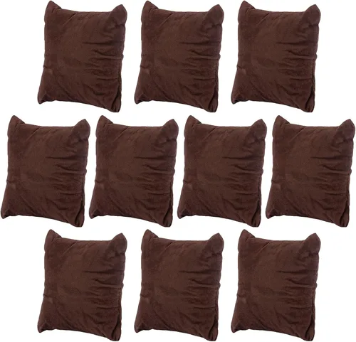 AUEAR, Paquete de 10 almohadas de terciopelo marrón para reloj, pequeñas exhibiciones de joyería, almohada, pulsera, brazalete, cojines para caja de