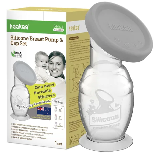 Vista 11 de Haakaa Extractor de leche manual con base de 4 fl oz/3.4 fl oz+tapa (rubor), Gen.2