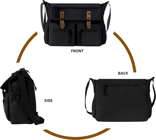 Vista 7 de Travel Messenger Bag for Women Men: Durable Canvas Crossbody Handbag with Adjustable Strap Lightweight Laptop Purse