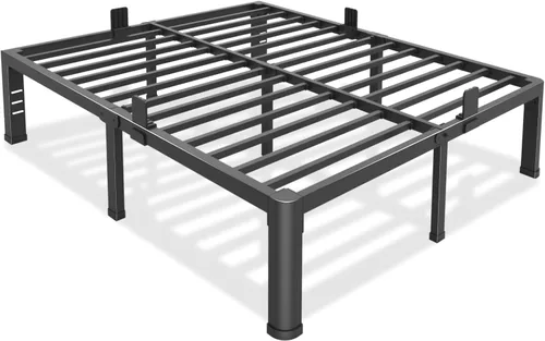 Bilily - Base de cama metálica de 14 pulgadas, tamaño Queen, con patas de esquinas redondas, listones de acero resistente de 3500 LBS, compatible