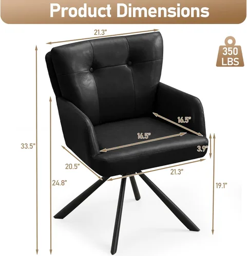 Vista 2 de WUTUTUEE Silla de Comedor de Cuero Sintético Moderna Tapizada Giratoria Sillas de Comedor Sillón de Acento Cómodo con Respaldo Medio, Silla