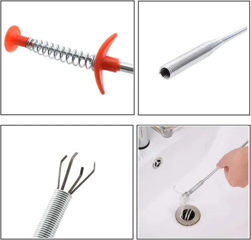 Vista 3 de SDTC Tech Paquete de 2 ganchos de dragado de tubería de resorte, herramienta de recogida de agarre flexible, removedor de obstrucciones de drenaje