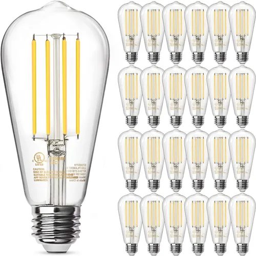 Vista 15 de TJOY - Paquete de 12 bombillas LED Edison ST58 ámbar, 8W equivalentes a 60W, 800 lm, 2200K, blanco suave, regulables, filamento LED, base E26