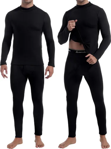 2 o 3 juegos de ropa interior térmica para hombre, ropa interior larga Negro y Negro