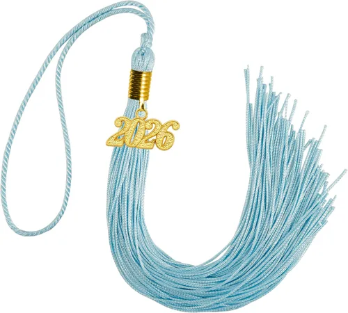 Vista 26 de GraduationMall Borla de graduación de un solo y varios colores con dije del año 2025 de 9 pulgadas