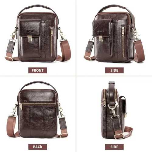 Vista 2 de BAIGIO Men's Genuine Leather Shoulder Bag Messenger Briefcase CrossBody Handbag Satchel Travel bag