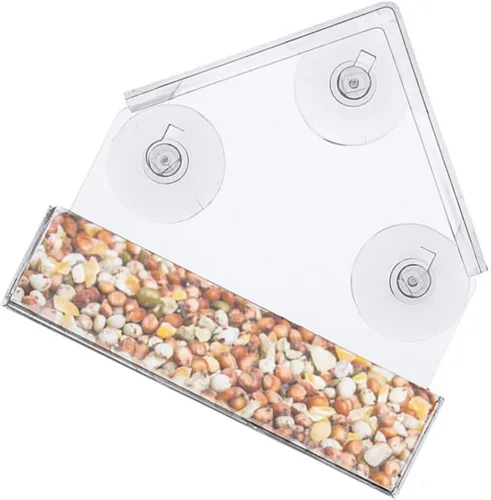 Comedero para pájaros para ventana, bandeja transparente, decoración de jaula de pájaros, colgadores para ventana exterior, comedero de pájaros,