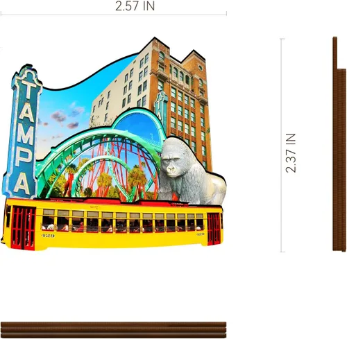 Vista 3 de Imán de madera de Tampa de Estados Unidos, imanes 3D para nevera, recuerdos coleccionables de viaje, decoraciones hechas a mano, 2