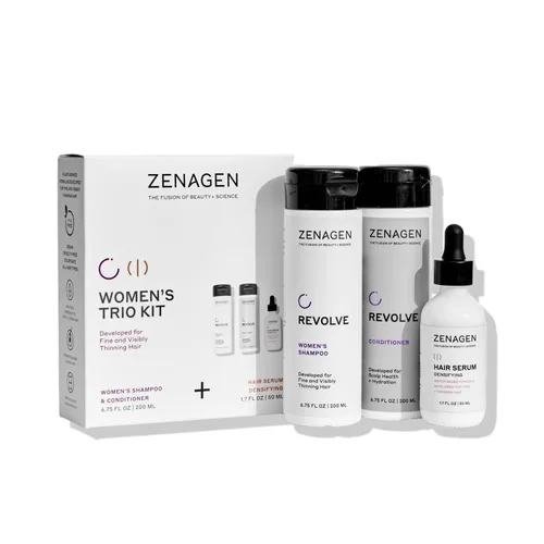 ZENAGEN Revolve - Kit de trío para mujer | Champú + acondicionador + densificador para cabello fino y visiblemente adelgazante, apoya la fuerza y el