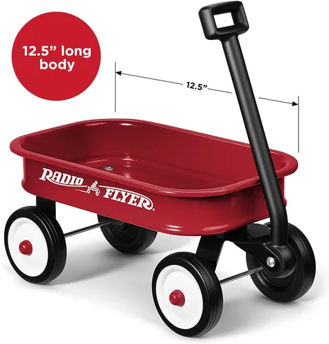 Vista 3 de Radio Flyer Mini vagón rojo clásico para niños, vagón de juguete de 12.5