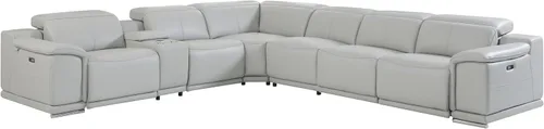 Vista 307 de BlackJack Furniture Venice - Sofá modular de cuero italiano de grano superior de 5 piezas con 3 reclinables eléctricos, reposacabezas ajustable