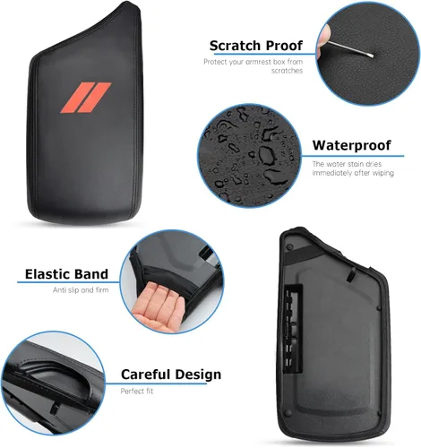Vista 4 de INTGET Funda de Reposabrazos de Consola Central de Coche para Accesorios Dodge Challenger 2023 2022 2021 2020 2019 2018 2017 2016 2015 Funda