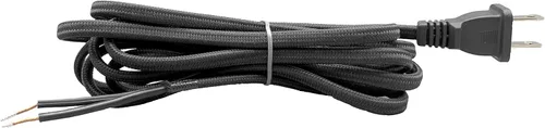 Vista 2 de Creative Hobbies Cable de lámpara eléctrica cubierto de tela de rayón con enchufe de extremo, extremos pelados listos para cableado - 8 pies, SPT-2