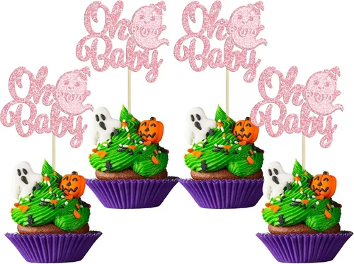Vista 28 de Gyufise 24 piezas de decoración de cupcakes de película de terror con purpurina para teléfono con purpurina para teléfono sin que cuelgues asesino