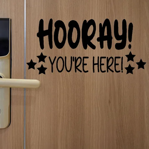 Vista 2 de Hooray! You're Here! Vinyl wall or door Decal, Decals for Classroom