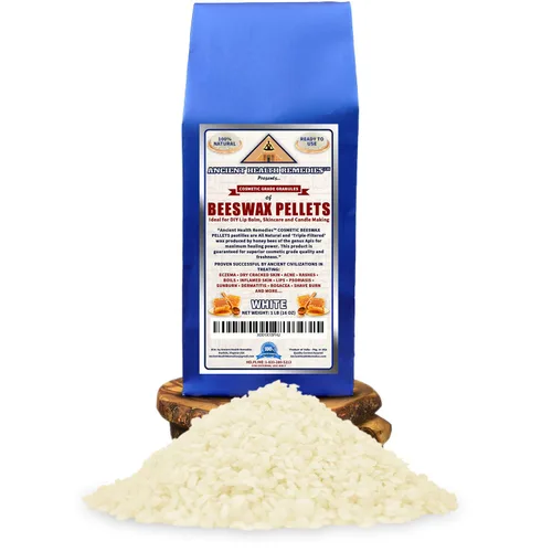 Vista 3 de Pastillas, de cera de abeja blanca de grado cosmético, totalmente naturales, 1 libra (16 onzas). A granel, grado A, triple filtrado, ideal