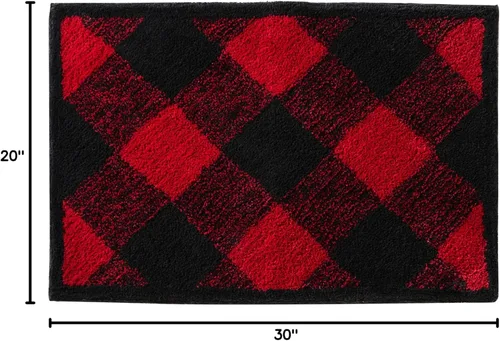 Vista 2 de SKL Home de Saturday Knight Ltd. alfombra de baño a cuadros, color rojo y negro