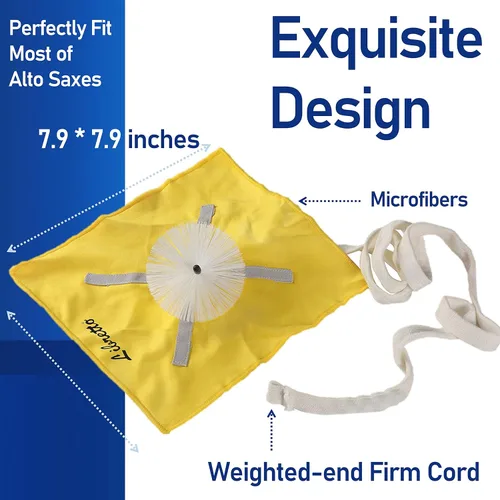 Vista 4 de Libretto Hisopo de saxofón alto + paño de pulido de microfibra para instrumentos musicales