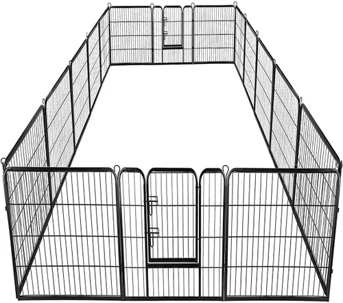 Vista 9 de Giantex - Corralito para mascotas con paneles 16/8, puerta, plegable para perros y gatos, valla de ejercicios portátil, ajustable, para uso al aire
