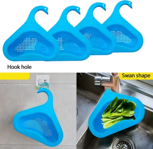Vista 7 de Cesta de drenaje para fregadero de cocina, cesta de drenaje de cisne para fregadero de cocina, estante escurridor multifuncional triangular, filtro
