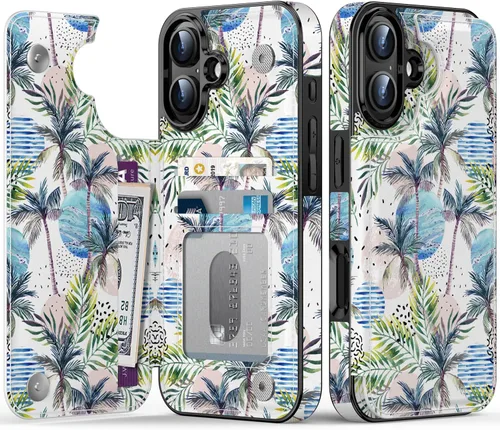 Vista 505 de LETO para iPhone 15 Pro Funda tipo cartera - Tapa tipo folio con patada - Diseños de moda - Tarjetero - Funda protectora para mujeres y niñas - 6.1