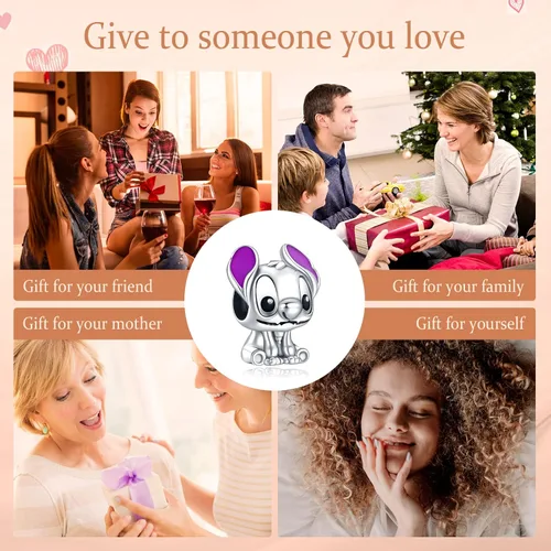 Vista 5 de H.ZHENYUE Winnie Characters S925 Silver Charm for Bracelet Necklace Sterling Silver Dangles for Women