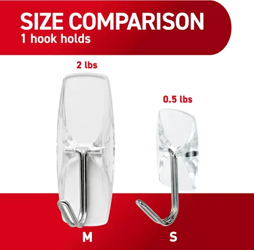 Vista 5 de Command Ganchos pequeños de alambre transparente, 40 ganchos de pared y 48 tiras, para colgar sin daños con adhesivo, ideal para colgar