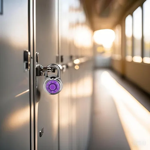 Vista 6 de Candado de Combinación 1 Paquete, Candado de Combinación de Dial Fijo con Diferentes Combinaciones, 2 Pulgadas de Ancho. Dial Morado, Cerradura