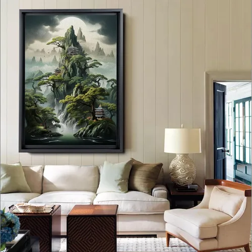 Vista 3 de DustinWay Framed Canvas Print Wall Art Set of 3 Green Forest Mountain Photography Modern Art Minimalist Nature Decor