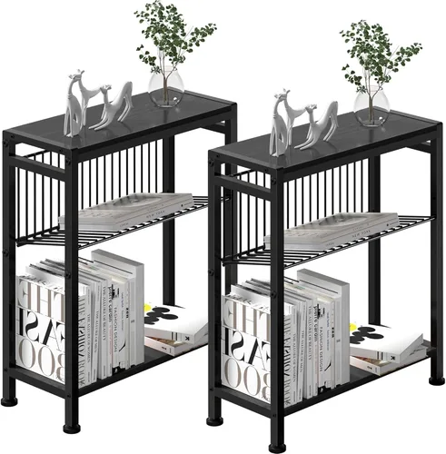 Vista 17 de Mesa auxiliar para espacios pequeños, mesa auxiliar estrecha con revistero ajustable en forma de V, 7.1 pulgadas de profundidad x 17 pulgadas