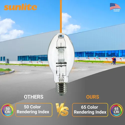 Vista 4 de Sunlite 03656 MH175/U/MOG M57 Lámpara de halogenuros metálicos, 175 vatios, base Mogul (E39), ED28, vida útil de 10,000 horas, 14000 lúmenes