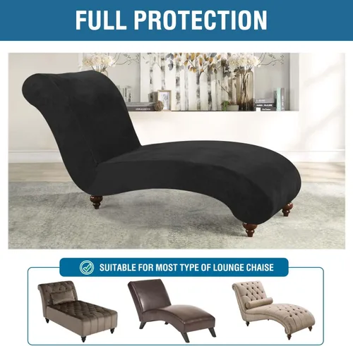 Vista 5 de H.VERSAILTEX Funda para Chaise Lounge de Interior de Terciopelo Funda Deslizable para Chaise de Alta Elasticidad Funda para Silla Lounge Funda