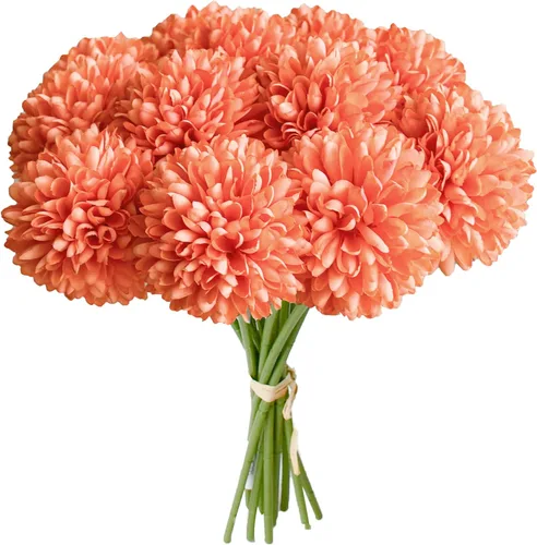 Vista 11 de Mandy's Crisantemo negro – 12 piezas de flores artificiales para centro de mesa del hogar, decoración de primavera y verano, flores de seda