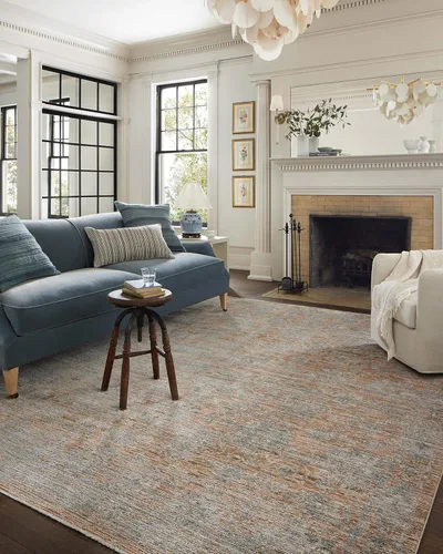 Vista 30 de Loloi Jean Stoffer Katherine Collection KES-02 Ocean/Coral 2'-7'' x 10'-0'', .25" Pile Height, Runner Rug