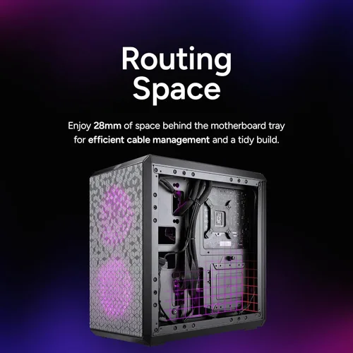 Vista 11 de Cooler Master MasterBox Q300L Torre Micro-ATX con filtro de polvo de diseño magnético, panel lateral acrílico transparente, E/S ajustable y flujo