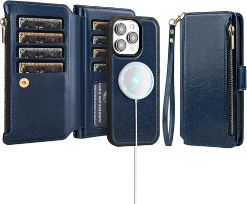 Vista 16 de Antsturdy Compatible con iPhone 15 Pro Max Funda Cartera para Mujeres【Bloqueo RFID】Funda de Teléfono Cruzada de Cuero PU con Cremallera y Correa