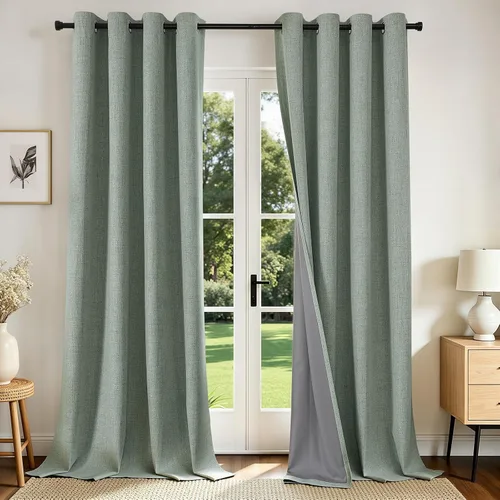 Vista 19 de Joydeco Cortinas opacas de 72 pulgadas de largo, 2 paneles burg, cortinas de oscurecimiento de habitación para dormitorio, cortinas térmicas Negro