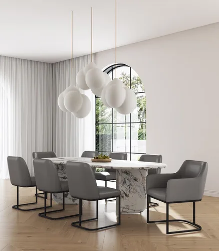 Vista 6 de Manhattan Comfort Serena - Silla de comedor de piel sintética de 18.7 pulgadas, color crema