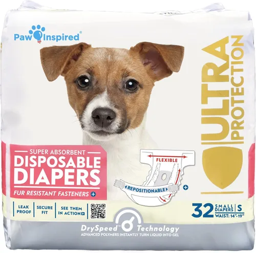 Vista 7 de Paw Inspired Pañales desechables para perras, pañales para perras de protección ultra, pañales para perros en celo, micción por emoción