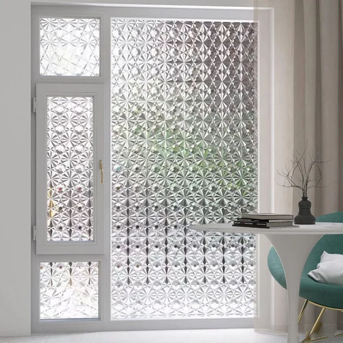 Vista 6 de Película de ventana de diamantes 3D, película de privacidad esmerilada, calcomanías decorativas de vinilo para ventana, adhesivos estáticos, sin