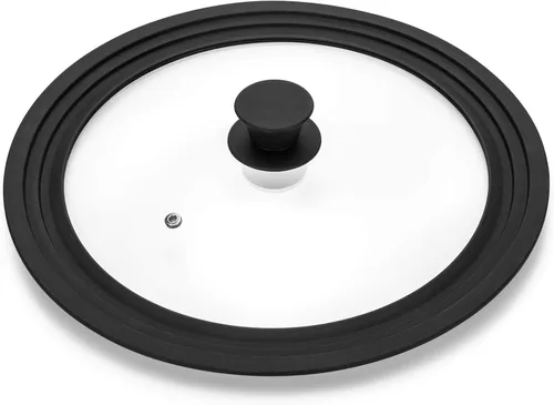 Vista 8 de Tapa universal para ollas, sartenes y cacerolas - Vidrio templado con borde de silicona resistente al calor. Se ajusta a 6", 7" y 8" de diámetro