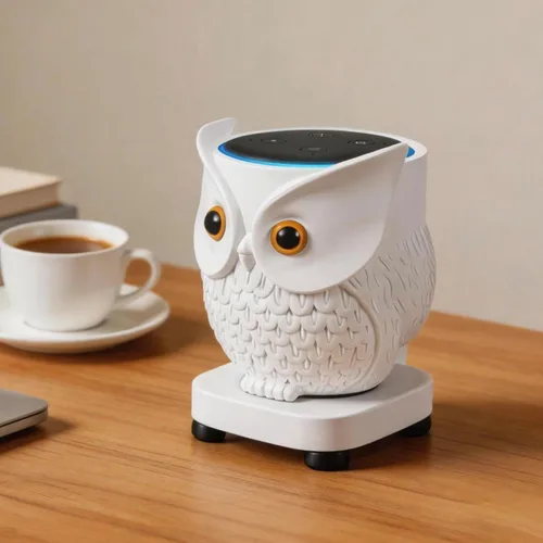 Vista 7 de Soporte para altavoz inteligente con estatua de búho mejorado para Echo Dot 4ª/3ª/2ª y 1ª generación, Google Home Mini/Google Nest Mini