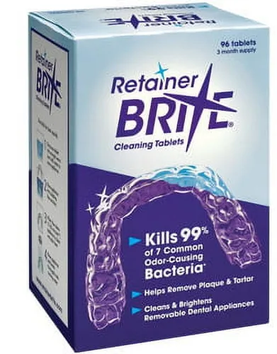 Tabletas Retainer Brite para retenedores más limpios y aparatos dentales - 96 unidades