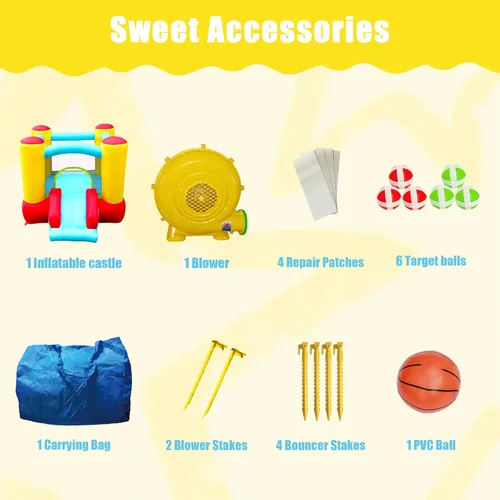 Vista 6 de WELLFUNTIME - Castillo hinchable con tobogán, castillo para saltar para niños con soplador, castillo hinchable de 100x77x63 Pulgadas