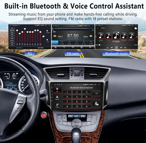 Vista 5 de 2G+64G para Nissan Sentra 2013-2017 Radio Android 13 Estéreo de coche con Apple CarPlay Android Auto Mirror Link Bluetooth 10.1 pulgadas HD pantalla