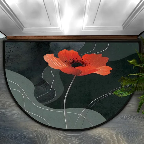 Vista 24 de Felpudo Semicircular de Animales Libélula Boho Lavable Tapete Semicírculo Antideslizante Absorbente Alfombras de Media Luna para Entrada