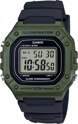 Vista 5 de Casio W218H Series Men’s Digital Watch 50M WR 1/100 Second Stopwatch 100 SEC Chronograph LED Backlight Countdown Timer Daily Alarm