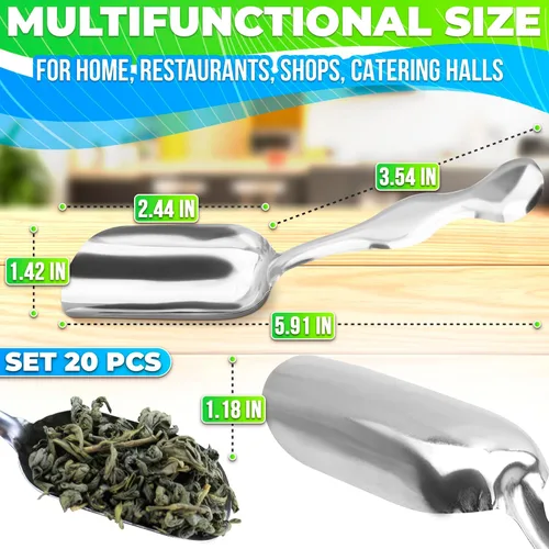 Vista 2 de 20 cucharadas pequeñas para botes – Mini cucharadas para dulces, 5.8 pulgadas de longitud de acero inoxidable pequeñas cucharas de alimentos