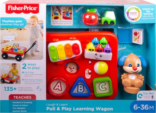 Vista 6 de Fisher-Price - Laugh & Learn Pull & Play Learning, vagón de reir y aprender, de halar y jugar, Multicolor